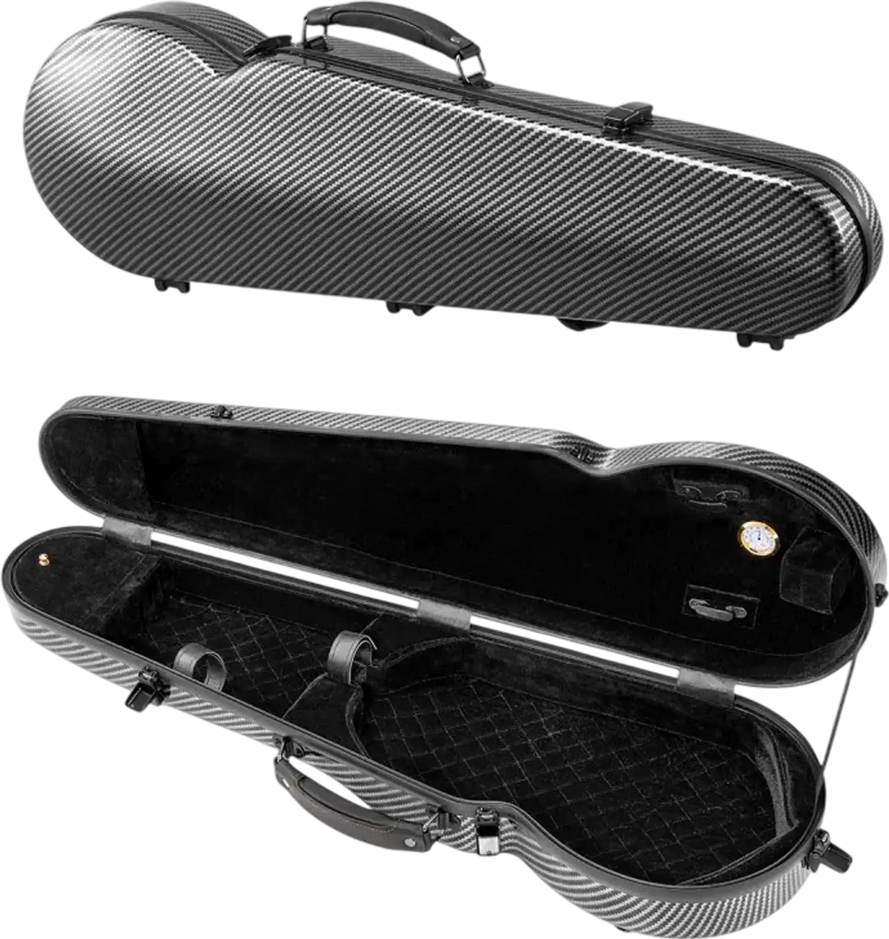 VEVOR 4/4 Full Size Violin Case, Built-in Hygrometer, Lightweight Portable Travel Carrying Bag, with Plush Lining, Dual Shoulder Straps, Anti-Scratch, Professional Triangular Shape, for Violin, Black