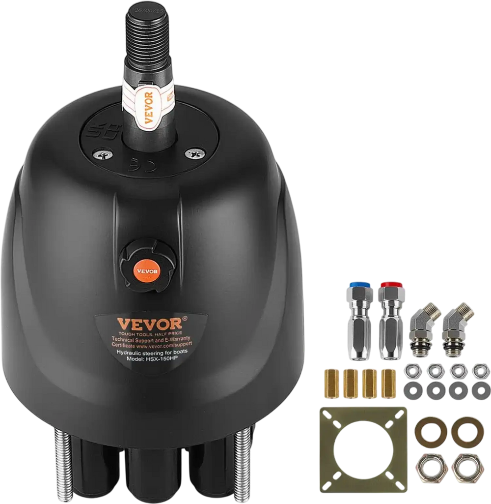 VEVOR Hydraulic Steering Helm Pump 150 HP Outboard Hydraulic Pump for Boats, Marine Boat Steering System, 2.5 MPa Max Work Pressure, Aluminum Alloy Housing, Built-in Lock Valve, Replaceable Shaft Seal