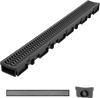 VEVOR Trench Drain, 39.6 x 4.1 x 2.4 in, 6 Pack Linear Drainage Channel, HDPE Channel Drain with Grates & End Caps, Premium Outdoor Drainage System for Driveway, Patio, Pool, Garden, Yard, Black