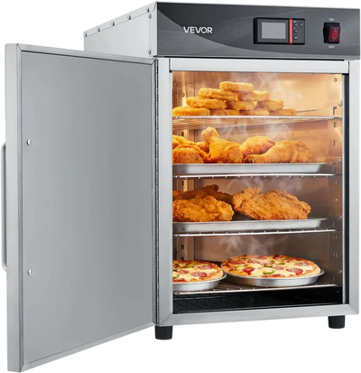 VEVOR Electric Hot Box Food Warmer, 4-Tier Commercial Warming Cabinet with Water Tray, Single-Door and Adjustable Shelves, Stainless Steel Food Warmer Cabinet, for Restaurant, Kitchen, Pizza, Chicken