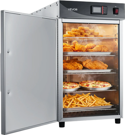 VEVOR Electric Hot Box Food Warmer, 5-Tier Commercial Warming Cabinet with Water Tray, Single-Door and Adjustable Shelves, Stainless Steel Food Warmer Cabinet, for Restaurant, Kitchen, Pizza, Chicken
