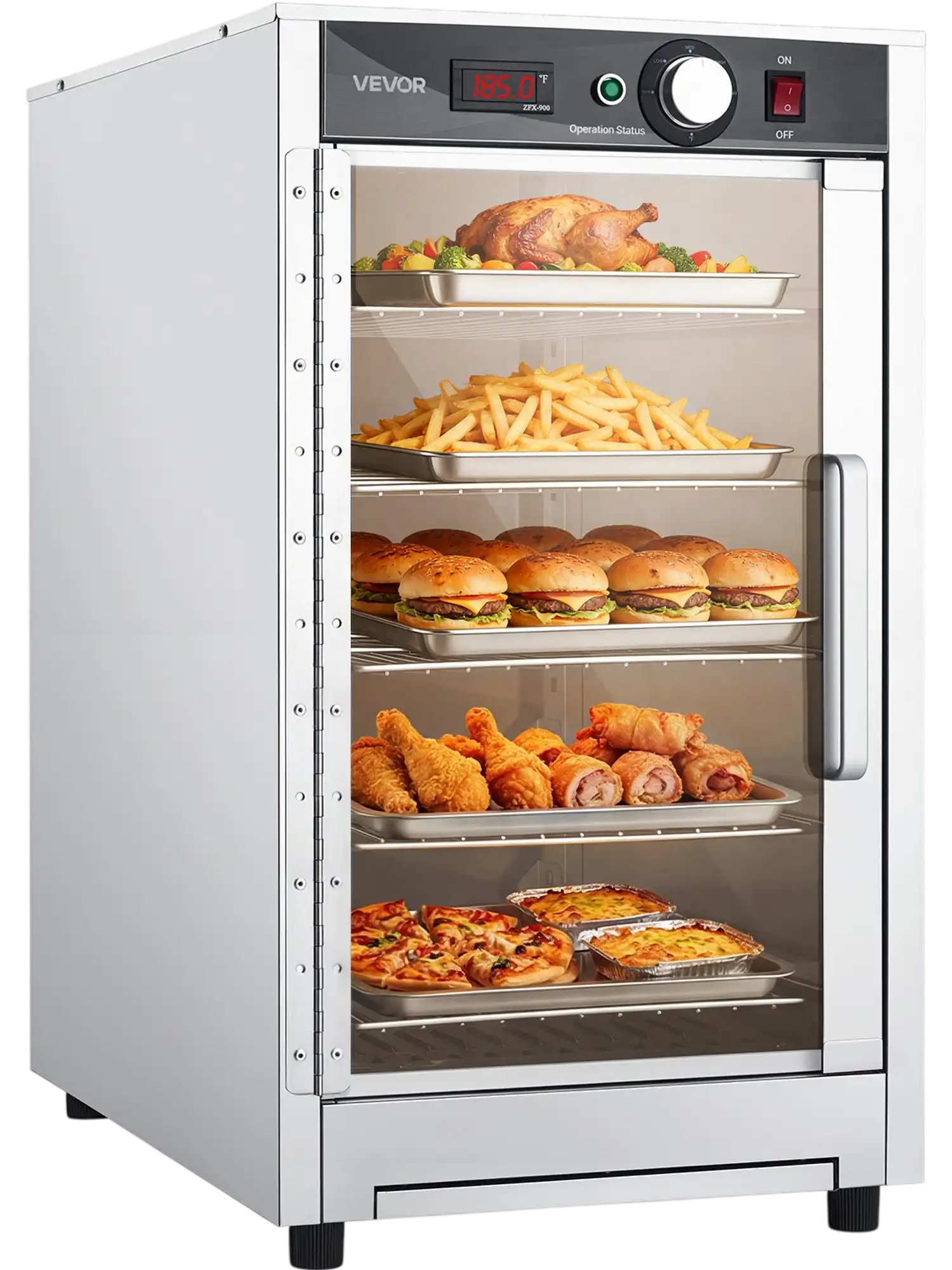 Vevor Hot Box Food Warmer 5-Tier Cabinet with Glass Door 600W New