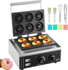 VEVOR Electric Donut Maker, 1550W Commercial Doughnut Machine with Non-stick Surface, 6 Holes Double-Sided Heating Waffle Machine Makes 6 Doughnuts, Temperature 122-572℉, for Restaurant and Home Use