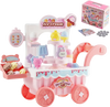 VEVOR Ice Cream Cart for Kids, 27 PCS Accessories, Pretend Play Store with Storage Trolley with Pretend Money, Sound & Light Effects, Montessori Educational Ice Cream Truck Toys for Toddlers 3+ (Pink)