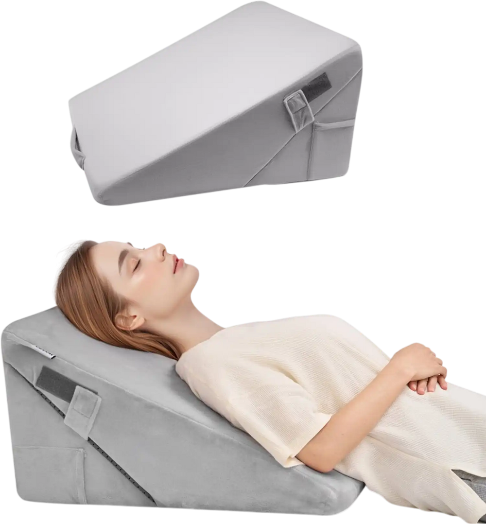VEVOR Bed Wedge Pillow for Sleeping, Adjustable Orthopedic Bed Wedge, 25D High-Density Foam Filling & Soft Washable Cover, Post Surgery Pillow for Acid Reflux, Back Pain, Snoring Relief, Light Grey