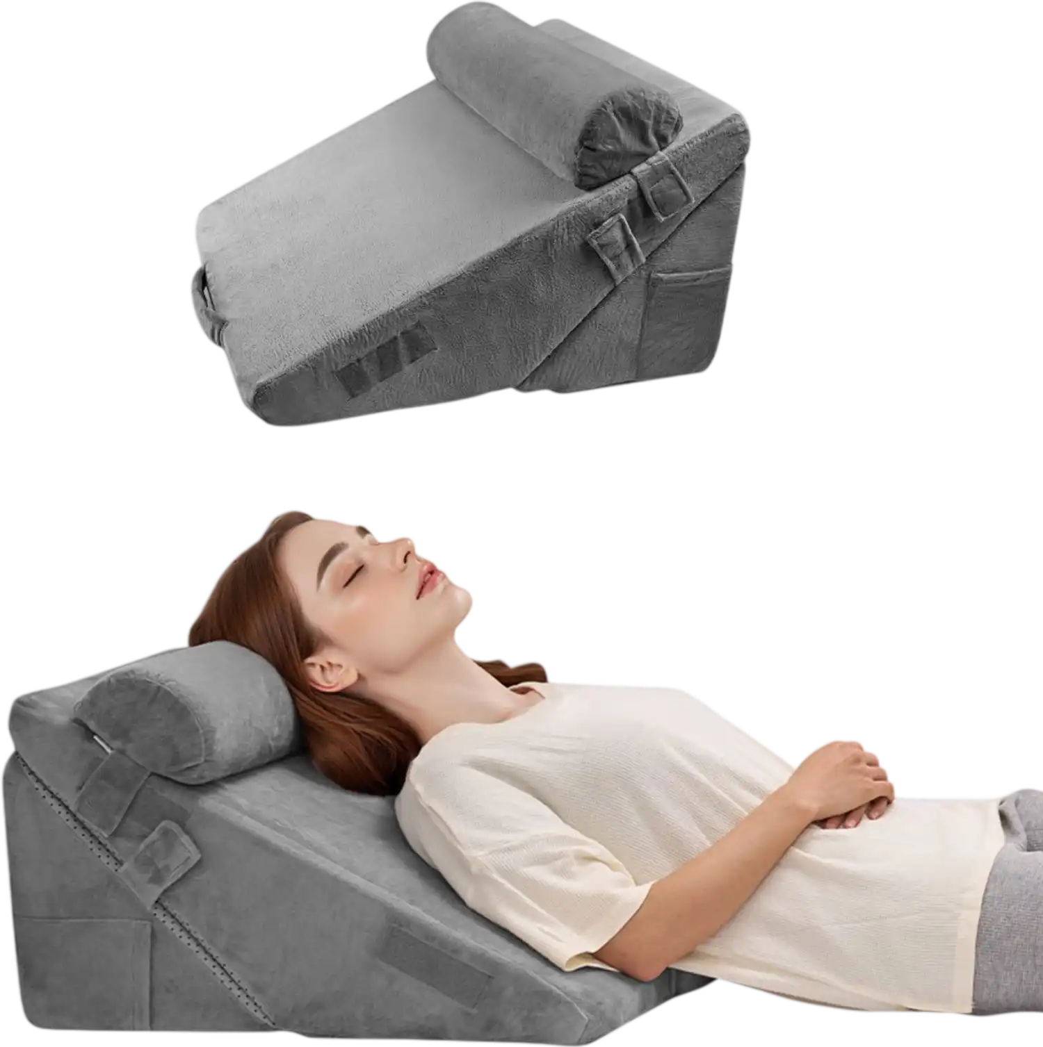 Vevor Bed Wedge Pillow 3-Pc Adjustable Orthopedic Support Set Dark Gray New