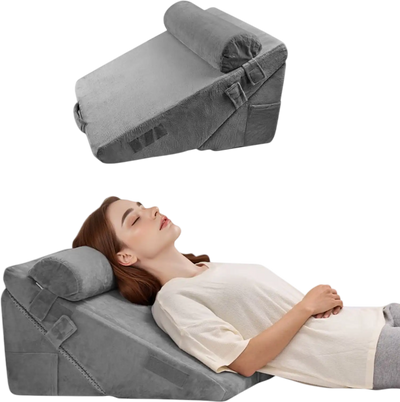 Vevor Bed Wedge Pillow 3-Pc Adjustable Orthopedic Support Set Dark Gray New