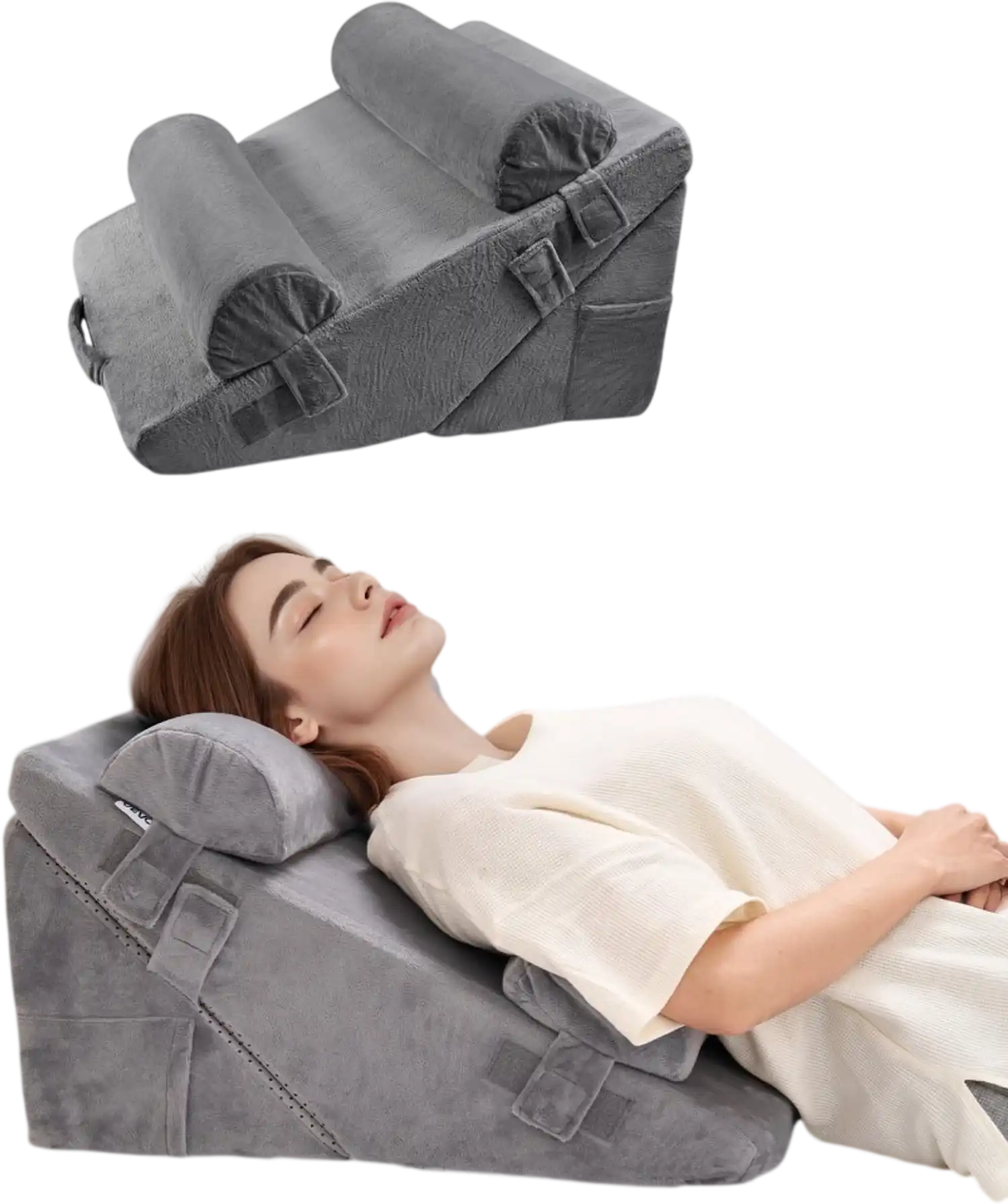 Vevor Wedge Pillow Adjustable Orthopedic Bed Set for Sleeping 4-Pc Dark Gray New