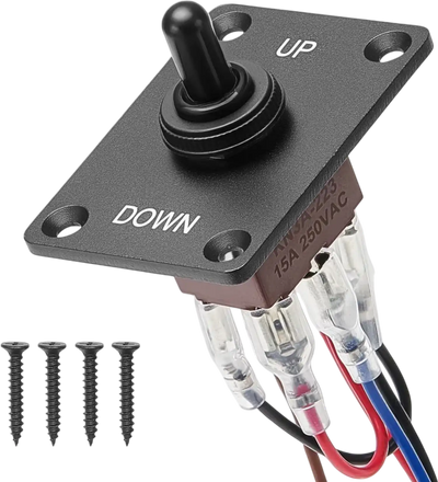 VEVOR Toggle Switch, 6 Pin Momentary Polarity Reversing Toggle Switch (ON)-Off-(ON) DC 12V/30A AC 250V/15A - with Up Down Mounting Panel & Waterproof Boot Cap for Auto Car Marine Boat