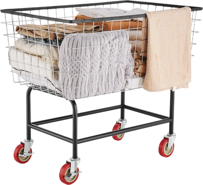 Vevor Laundry Cart 4.5 Bushel Wire Basket with Wheels New