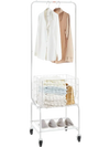 VEVOR Metal Rolling Laundry Basket with Hanging Garment Rack, Height Adjustment Laundry Hamper Cart with Basket Load and Shelf Load, Storage Organizer with Heavy Duty Lockable Wheels