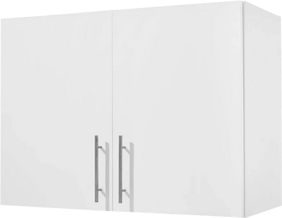 VEVOR Laundry Room Wall Cabinet, 2-Tier Wall Mounted Hanging Cabinet with Adjustable Shelf, 32 in Cupboard Storage with 2 Doors, for Bathroom, Kitchen, Laundry, 16 x 32 x 24 in (D x W x H), White