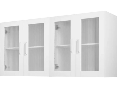VEVOR Laundry Room Wall Cabinet, 2-Tier Wall Mounted Cabinet with Adjustable Shelf, Cupboard Storage with 4 Doors, for Kitchen, Bathroom, Laundry, Set of 2, Each 12 x 24 x 24 in (D x W x H), White
