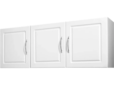 VEVOR Laundry Room Wall Cabinet, 2-Tier Wall Mounted Hanging Cabinet with Adjustable Shelf, Cupboard Storage with 3 Doors, for Kitchen, Bathroom, Laundry, 12.44 x 54 x 20.31 in (D x W x H), White
