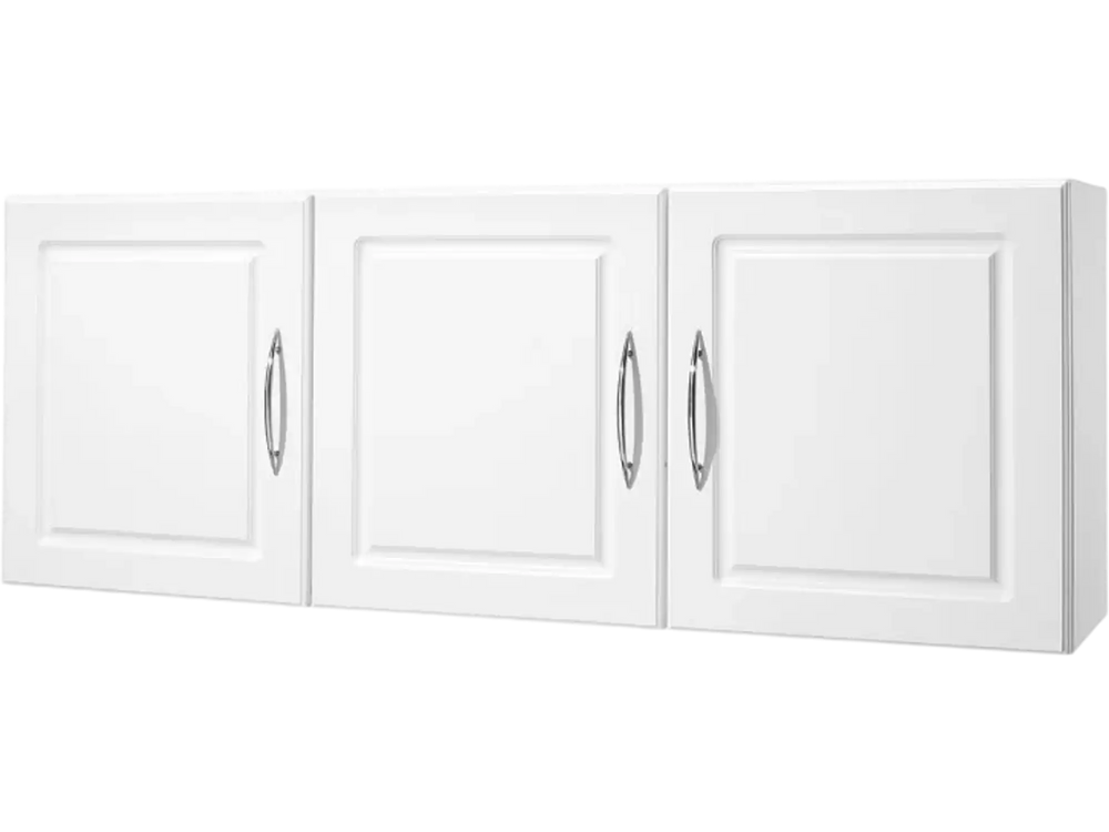 VEVOR Laundry Room Wall Cabinet, 2-Tier Wall Mounted Hanging Cabinet with 3 Doors, Cupboard Organizer with Adjustable Shelf, for Kitchen, Garage, Laundry, 12.44 x 54 x 20.31 in (D x W x H), White