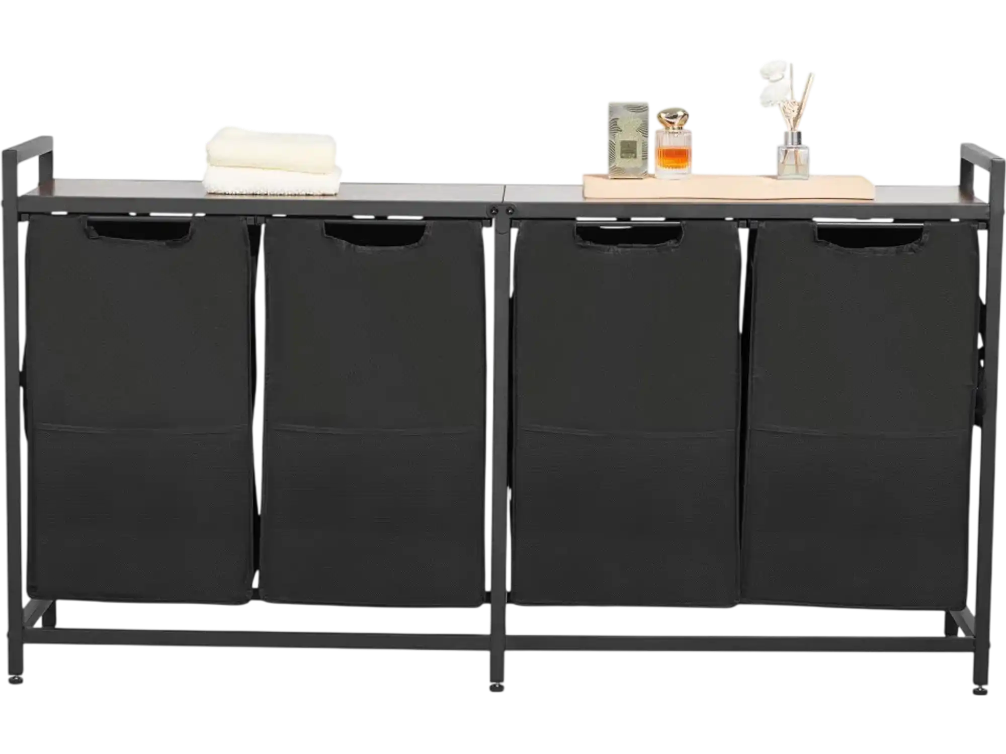Vevor Laundry Sorter 4-Section Pull-Out Hamper with Wooden Tabletop New