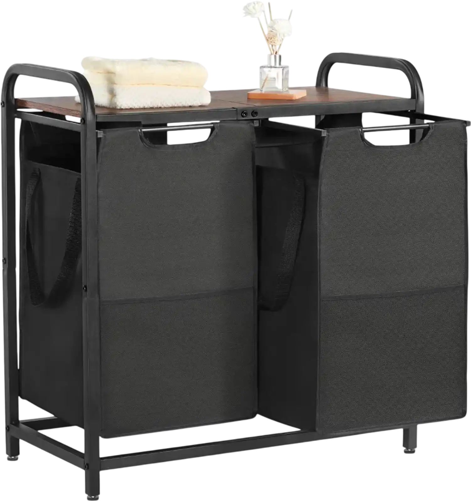 Vevor Laundry Sorter 2-Section Hamper with Wooden Tabletop New