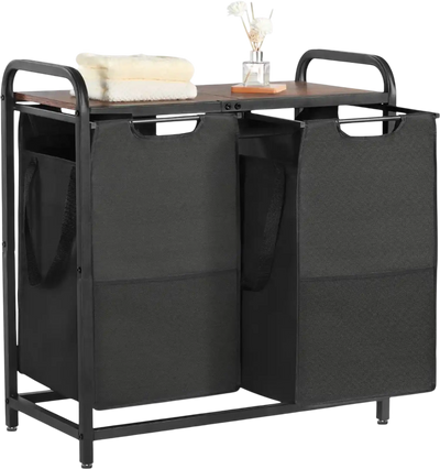 Vevor Laundry Sorter 2-Section Hamper with Wooden Tabletop New