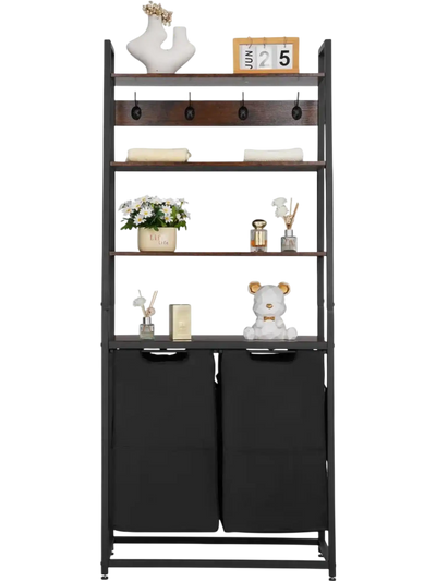Vevor Laundry Sorter 4-Tier 2-Section Tall Hamper with Shelves and Hooks New