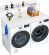 VEVOR Washer Dryer Countertop with 2-Tier Shelf, 54" x 27" Wooden Washer and Dryer Countertop with Anti-Slip Pads, Water-Resistant Laundry Topper Cover for Laundry Room Organization and Storage, White