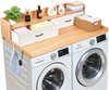 VEVOR Washer Dryer Countertop with Shelf, 54 x 27.5 in Wooden Washer and Dryer Topper with 2 Drawers & 2 Hooks, Laundry Machine Topper for Laundry Closet Pantry Counter Organization and Storage, Burlywood