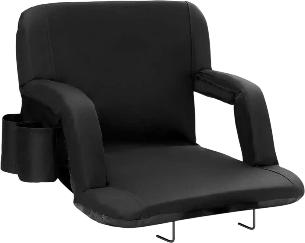 VEVOR Stadium Seat with Back Support, Wide Bleacher Seat Back, Folding Padded Cushion Stadium Chair, Portable Reclining Chair with Hook Pocket Cupholder, Ideal for Sport Event Beach Camping Concert