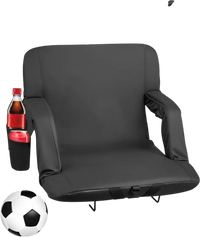 VEVOR Stadium Seat, 6 Adjustable Angle Bleacher Chair, 2.9'' Cushion Stadium Seat with Back Support and Armrest, Wide Bleacher Chair with Hook Pocket Cupholder for Picnics, Beach Sports, and Gaming