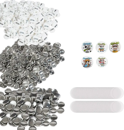VEVOR 500 Sets 1 inch 25mm Pin Back Button Parts, DIY Round Button Badge Parts, Set Includes Metal Top, Plastic/Metal Button, Clear Film, and Blank Paper For Gifts Presents, Machine NOT Included