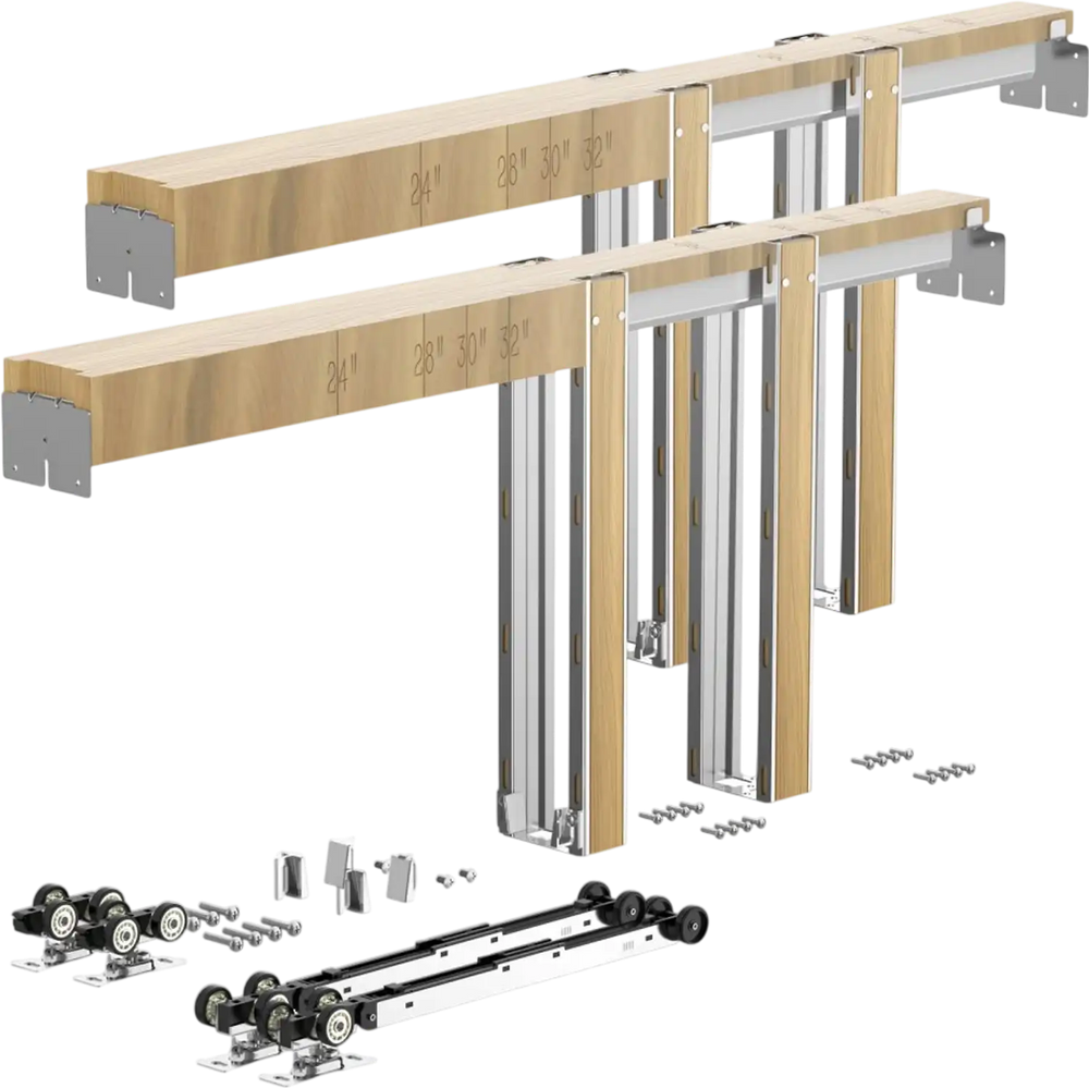 VEVOR Pocket Door Frame Kit, for 48-72 in Wide 80 in High Door, Pocket Door Kit with Two-Way Soft Close Mechanism, Slide Smoothly Quietly, Easy to Install, Wood and Galvanized Steel, for Living Room