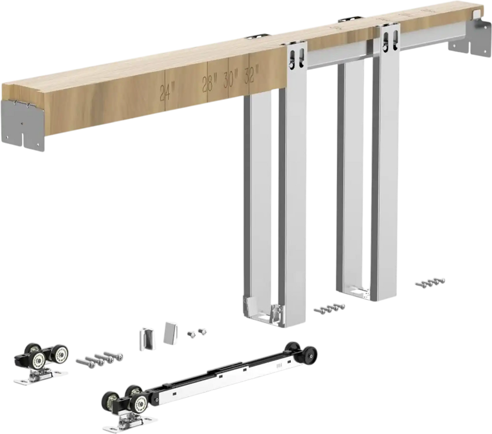 VEVOR Pocket Door Frame Kit, for 24-32 in Wide 80 in High Door, Pocket Door Kit with Two-Way Soft Close Mechanism, Slide Smoothly Quietly, Easy to Install, Premium Galvanized Steel, for Living Room