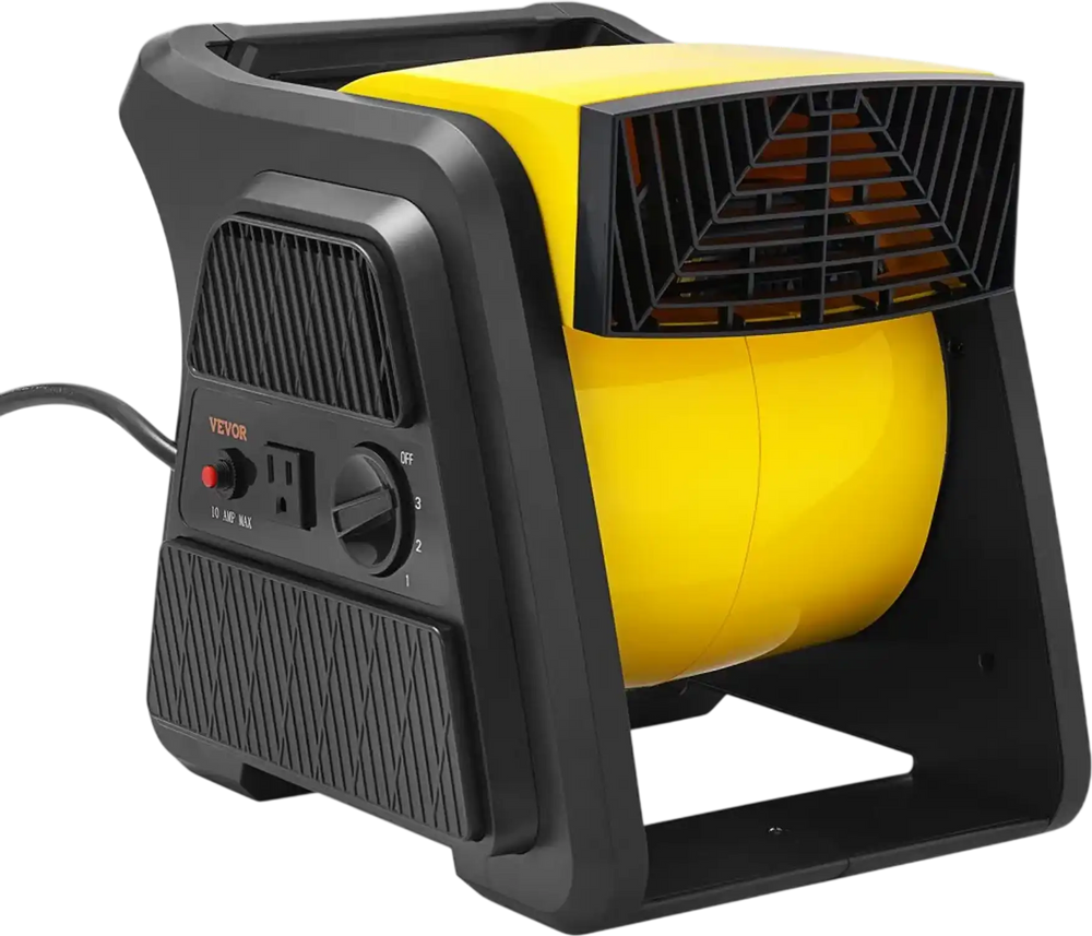 VEVOR Pivoting Utility Fan, 600 CFM High Velocity Floor Blower for Drying, Cooling, Ventilating, Exhausting, 300° Blowing Angle Air Mover, Portable Carpet Dryer Fan for Home, Work Shop