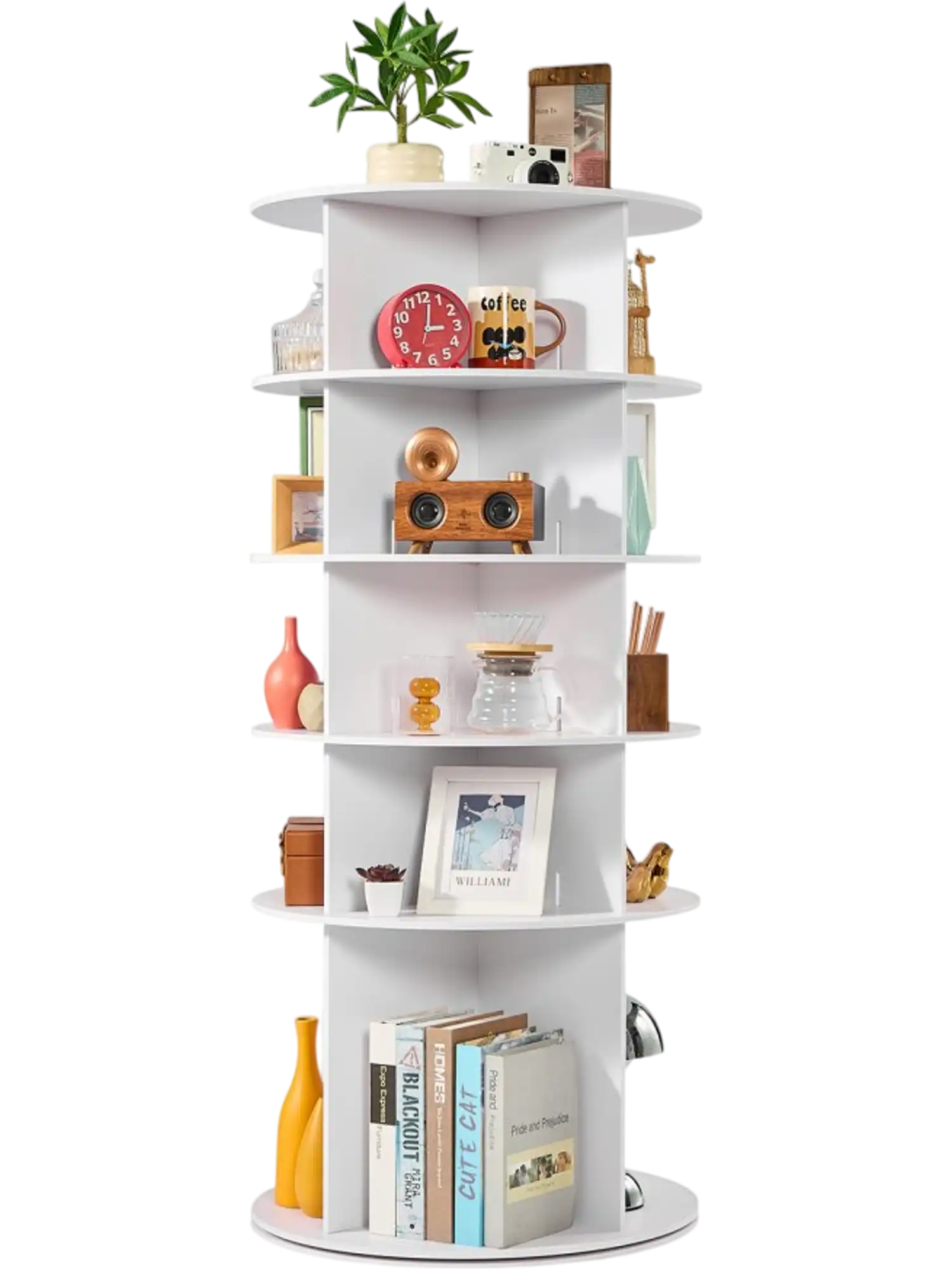 Vevor Shoe Rack 360° Rotating 5-Tier White Storage Tower New
