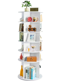 VEVOR 6 Tiers Rotating Shoe Rack Tower, 360° Spinning Shoe Rack, Revolving Storage Round Carousel Display, Freestanding Lazy Susan Organizer Display for Bedroom, Living Room, Entryway, Closet, White