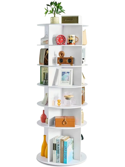 Vevor Shoe Rack 6-Tier Rotating Storage Tower White New