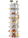 VEVOR 7 Tiers Rotating Shoe Rack Tower, 360° Spinning Shoe Rack, Revolving Storage Round Carousel Display, Freestanding Lazy Susan Organizer Display for Bedroom, Living Room, Entryway, Closet, White