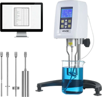 VEVOR Digital Rotary Viscometer, 10-2,000,000 mPa.s(cP), ±2% Accuracy, 100-240V Digital Rotational Viscosity Meter with 4 Rotors and Temperature Probe, LCD Display, Lab Viscometer for Fluid Testing