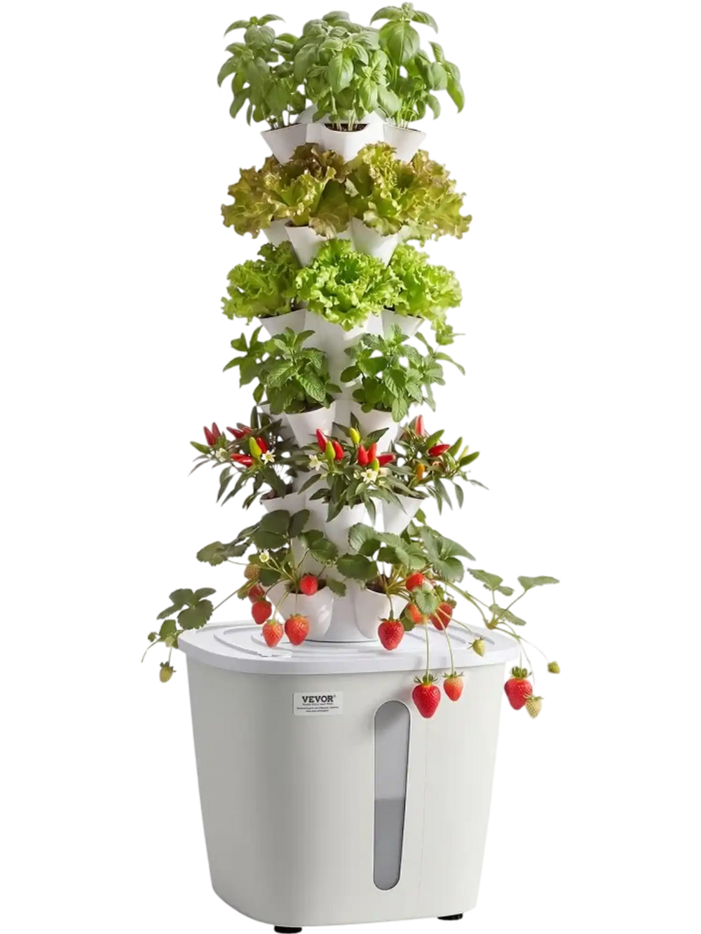 VEVOR Hydroponic Tower, 30 Pods 6 Tiers Hydroponics Growing System Kit with App Control, Vertical Home Garden with 20L Water Tank & Pump, Planter Germination Kit for Indoor Herbs, Fruits, Vegetables