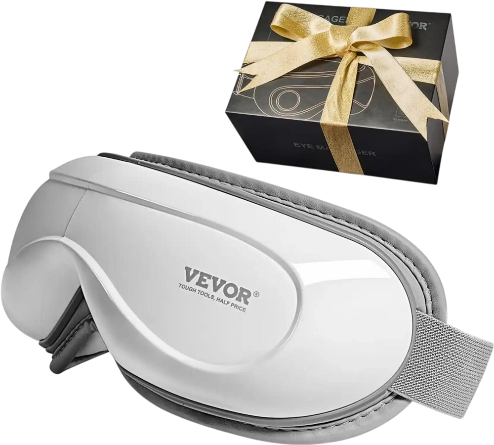 VEVOR Eye Massager with Heat, Heated Eye Massage Mask with 5 Modes and Bluetooth Music, 180° Foldable Eye Care Massager for Migraines, Eye Strain, Dark Circles, Ideal Gift for Mom/Dad, White