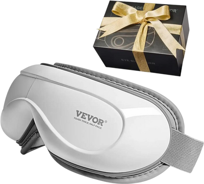 VEVOR Eye Massager with Heat, Heated Eye Massage Mask with 5 Modes and Bluetooth Music, 180° Foldable Eye Care Massager for Migraines, Eye Strain, Dark Circles, Ideal Gift for Mom/Dad, White
