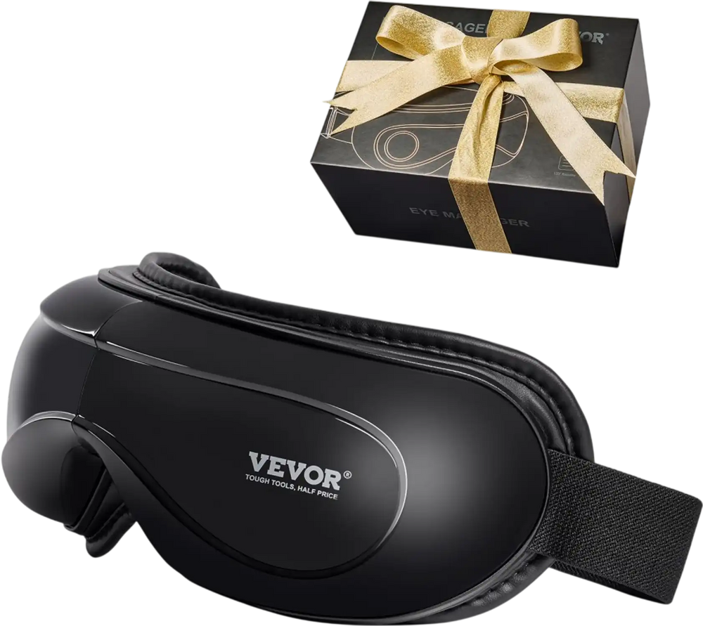 VEVOR Eye Massager with Heat, Heated Eye Massage Mask with 5 Modes and Bluetooth Music, 180° Foldable Eye Care Massager for Migraines, Eye Strain, Dark Circles, Ideal Gift for Mom/Dad, Black