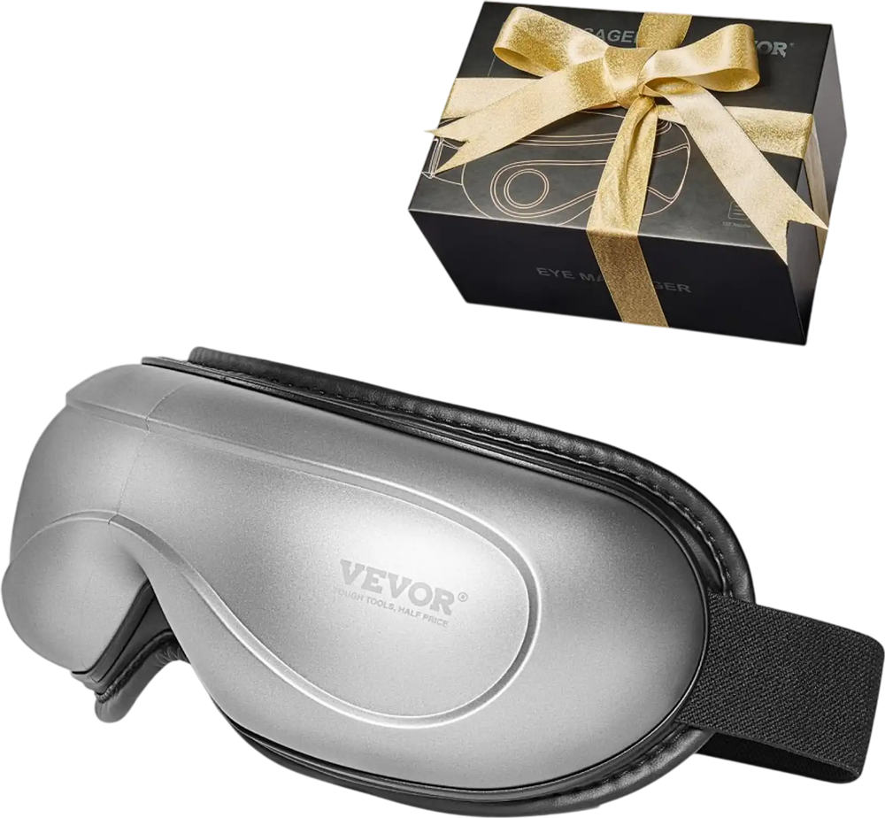 VEVOR Eye Massager with Heat, Heated Eye Massage Mask with 5 Modes and Bluetooth Music, 180° Foldable Eye Care Massager for Migraines, Eye Strain, Dark Circles, Ideal Gift for Mom/Dad, Gray