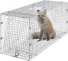 VEVOR Live Animal Cage Trap, 42" x 16" x 18" Humane Cat Trap Galvanized Iron, Folding Animal Trap with Handle for Stray Dogs, Armadillos, Raccoons, Marmots, Foxes