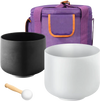 VEVOR 2PCS Crystal Singing Bowls, 8-inch and 10-inch A & F Note Singing Bowls, Frosted Quartz Singing Bowl with 10" Carrying Bag, 1 Rubber Mallet and 2 O-Rings, Ideal for Meditation Yoga Sound Healing