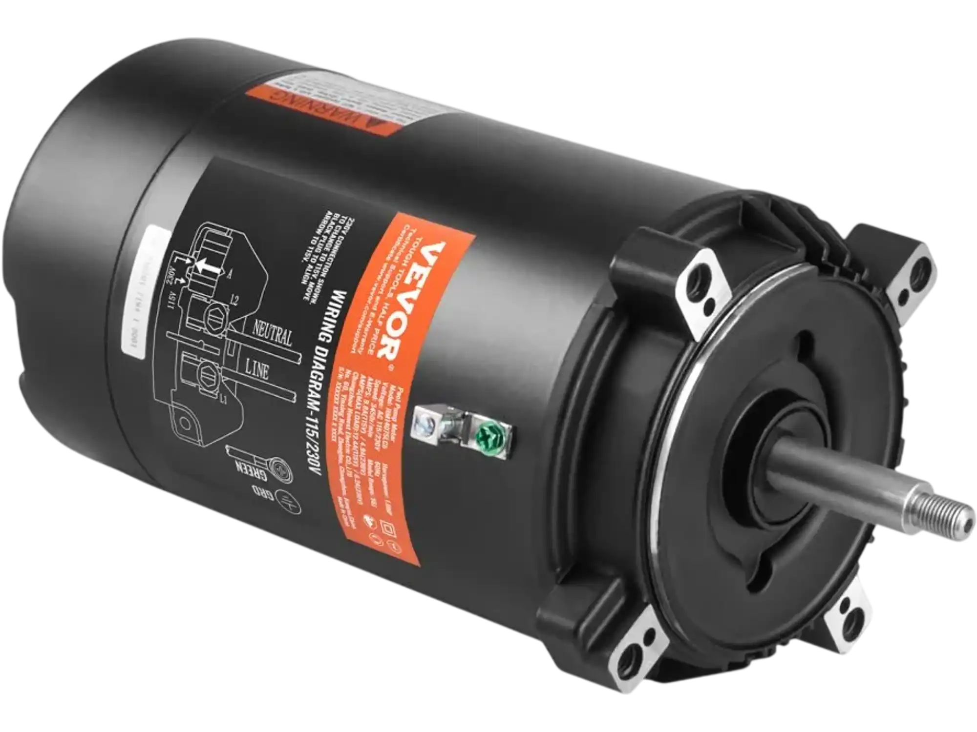 Vevor Pool Pump Motor 1 HP 56J Frame Round Flange Replacement New