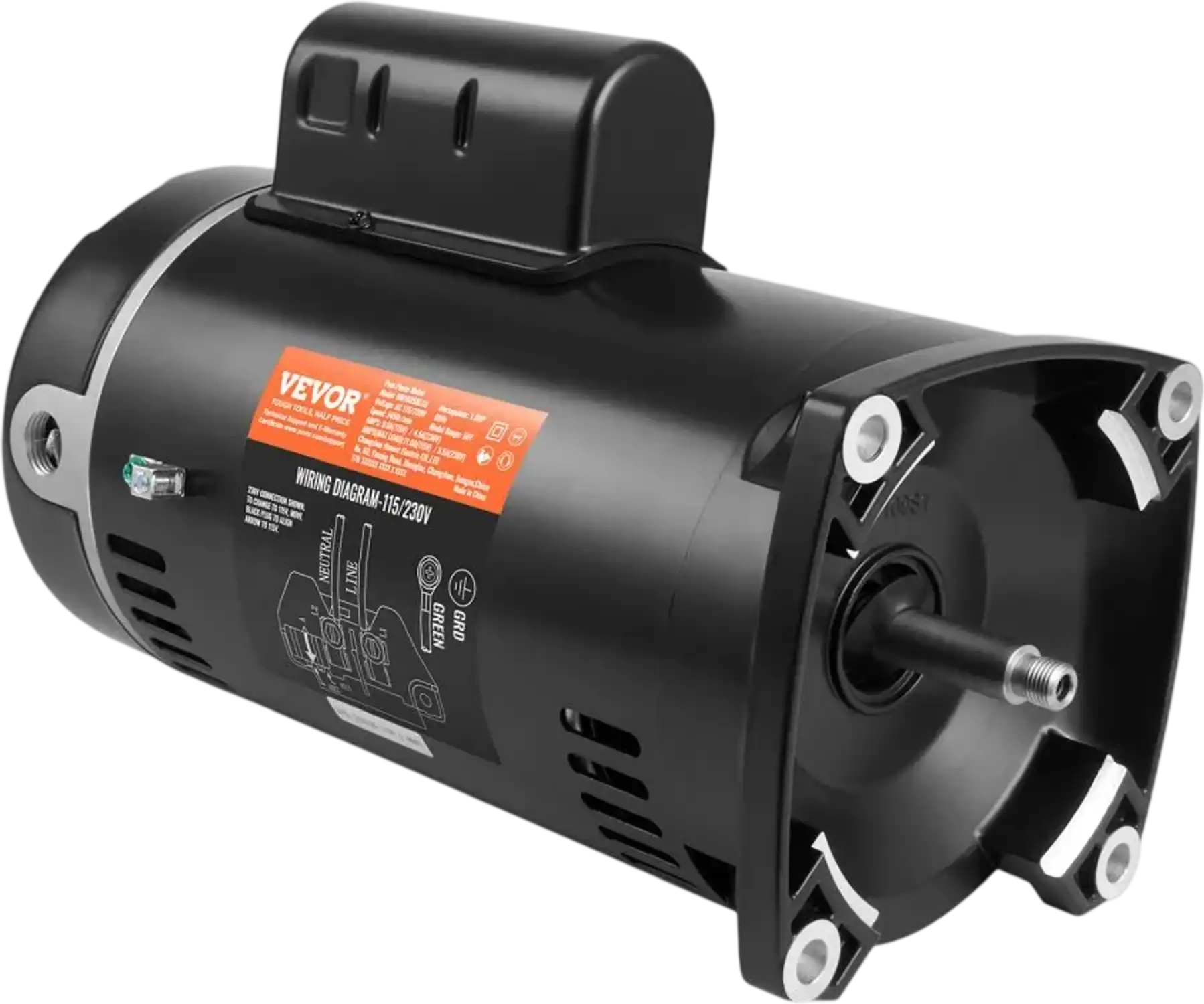 Vevor Pool Pump Motor 1 HP 56Y Frame 115/230V 3450 RPM Square Flange Replacement New