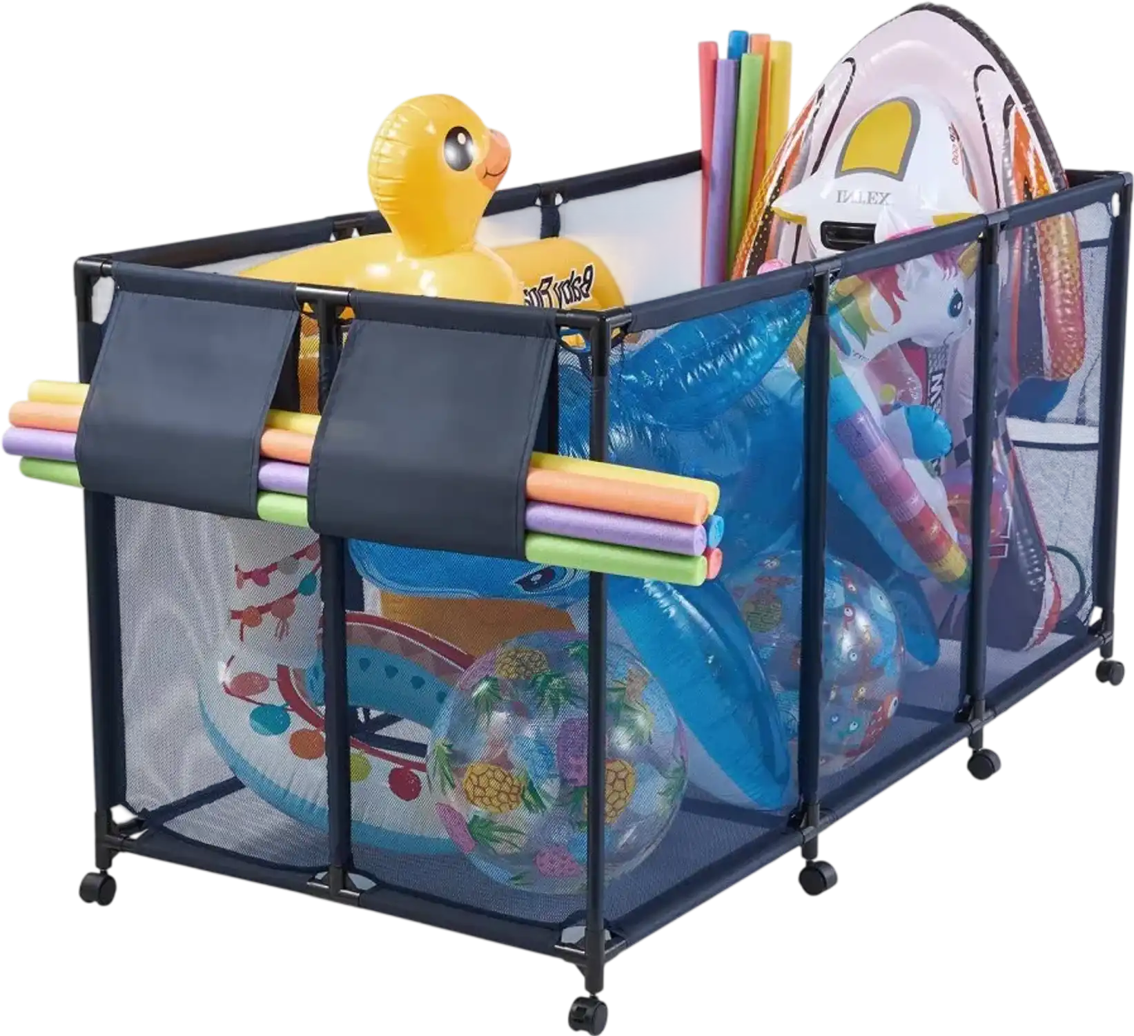 Vevor Pool Storage Bin Rolling Pool Float Organizer 69 x 32 x 35