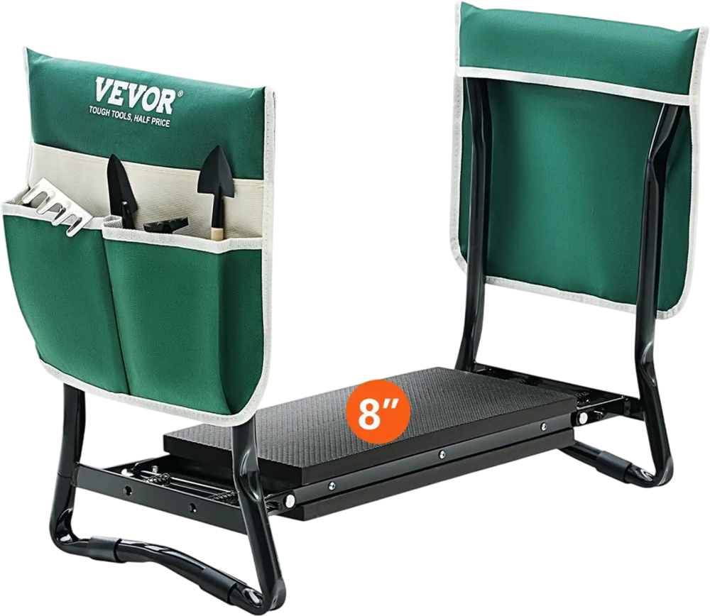 VEVOR Garden Kneeler and Seat, 330 lbs Load Capacity, 8" EVA Wide Pad, Foldable Garden Stool, Kneeling Bench for Gardening with Tool Bag, Gifts for Women, Grandparents, Seniors, Mom and Dad