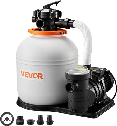VEVOR 16 in Sand Filter Pump for Above Ground Pool, 0.75 HP 4400 GPH, Swimming Pool Sand Filter Pump with Pre-Assembled Core & Leak-Resistant Design, 6-Way Valve, High-Efficiency Filtration for Pools