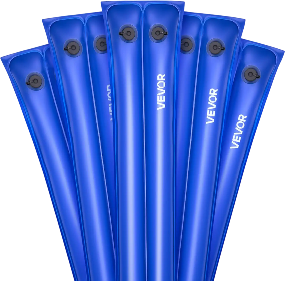 VEVOR Pool Cover Water Bags, 5 Packs 8 Ft, Double Chamber Pool Cover Water Tubes, 0.4mm Thick PVC Bags Weights with Leakproof Screw Cap, for Inground Swimming-Pool Covers Winter Closing, Blue