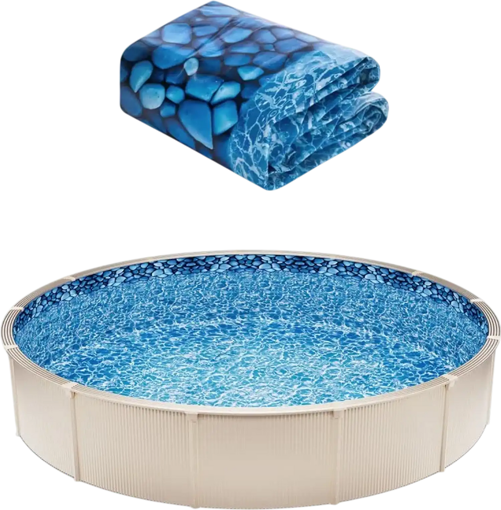 VEVOR 8-ft Round Above Ground Pool Liner, Overlap Pool Liners, Standard Gauge Vinyl, 48-to-54inch Wall Height, Designed for Steel Sided Above-Ground Swimming Pools